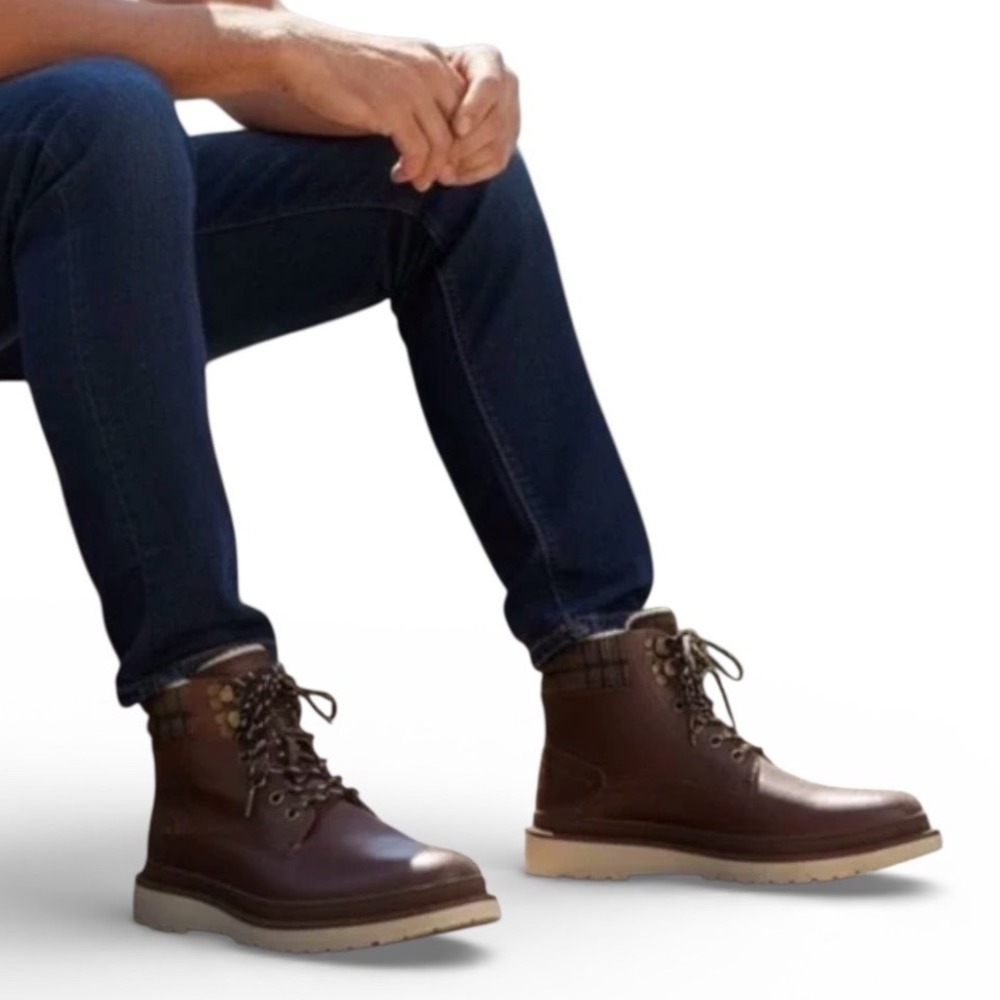 GUESS Men's Casimar Brown Leather Lace Up Ankle Boots‎ Size 9